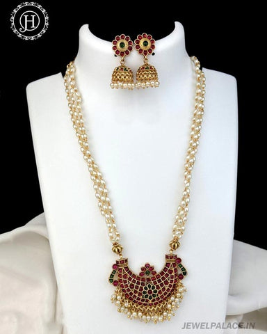 Exclusive Gold Plated Kemps Stone Pearls Long Haram JH5272