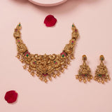 Exclusive Gold Plated Pearls Kemps Stone 3D Temple Necklace Set JH5297