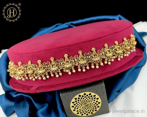 Beautiful Gold Plated Kemps Stone Temple Hip Chain Vadanam JH5298