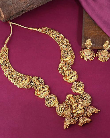 Exclusive Gold Plated Kemp Stone Temple Haram Set JH5316