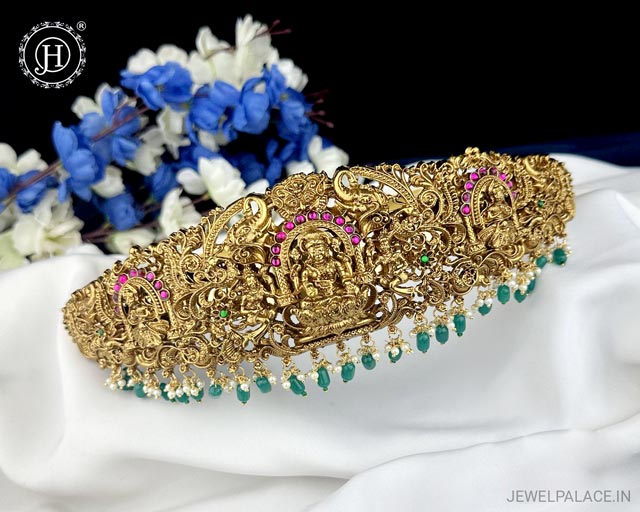 Beautiful Gold Plated Temple Design Vaddanam Hip Belt For Saree