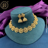 Unique Gold Finish Temple Necklace With Earrings JH5383
