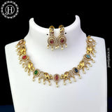 Elegant Gold Plated AD Stone Elephant Design Necklace JH5424
