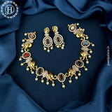 Elegant Gold Plated AD Stone Elephant Design Necklace JH5424