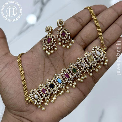 Exclusive Gold Plated Multicolor AD Stone Premium Quality Necklace JH5428