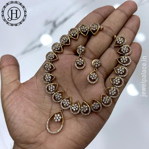 Stunning Gold Shine AD Stone Premium Necklace JH5429