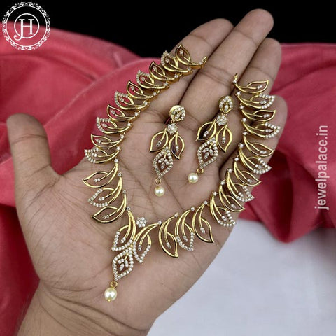 Stunning Gold Shine AD Stone Premium Necklace JH5432