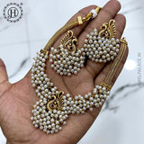 Beautiful Gold Finish Heavy Pearls Peacock Design Antique Necklace JH5438