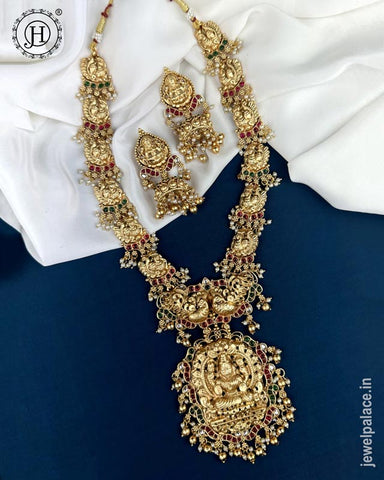 Exclusive Gold Plated Kemp Stone Temple Haram Set JH5443