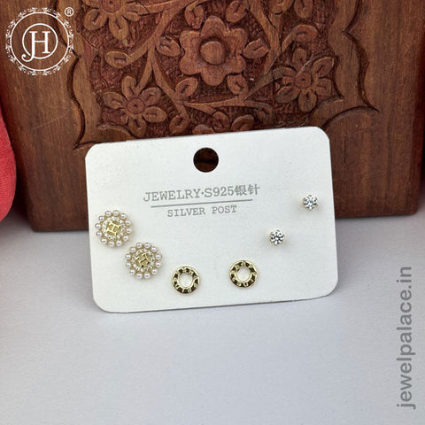Imported Trendy Studs And Drop Earrings Set Of 3 Pairs JH5452