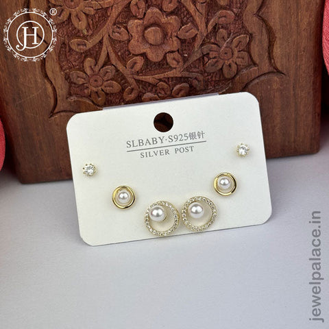 Imported Trendy Studs And Drop Earrings Set Of 3 Pairs JH5452