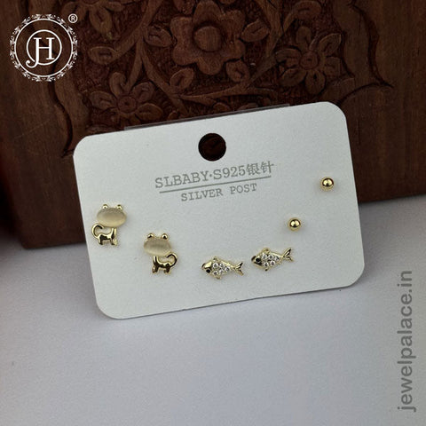 Imported Trendy Studs And Drop Earrings Set Of 3 Pairs JH5452