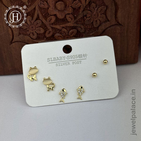 Imported Trendy Studs And Drop Earrings Set Of 3 Pairs JH5452