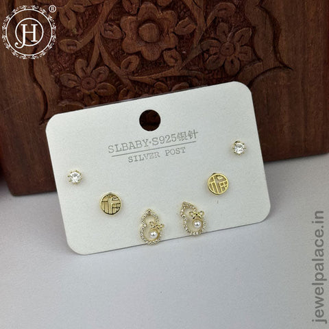 Imported Trendy Studs And Drop Earrings Set Of 3 Pairs JH5452