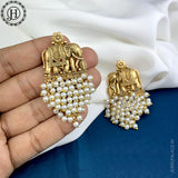 Traditional Gold Finish Heavy Pearls Elephant Design Earrings JH5535
