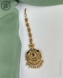 Beautiful Matte Finish Kemp Stones Pearls Temple Tikka JH5540