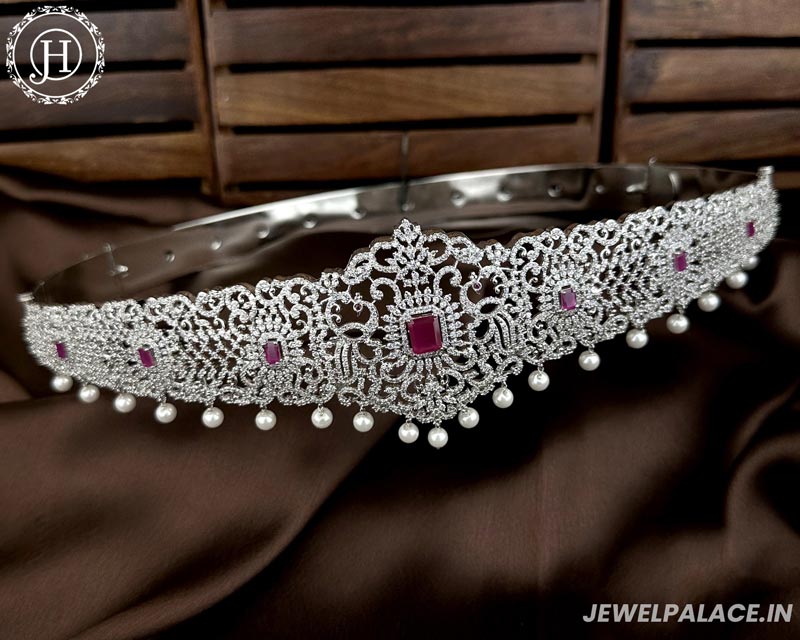 Beautiful Silver Plated With AD Stone Bridal Waist Hip Belt Kamarband JH5542 Ruby