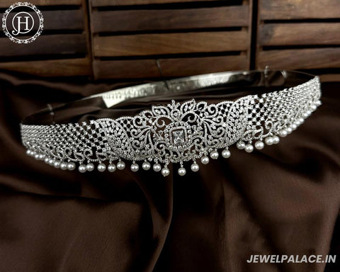 Beautiful Silver Plated With AD Stone Bridal Waist Hip Belt Kamarband JH5552