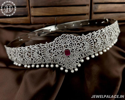Beautiful Silver Plated With AD Stone Bridal Waist Hip Belt Kamarband JH5554