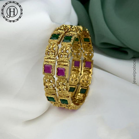 Exclusive Gold Plated With AD Stones Laxmi Design Bangles JH5586
