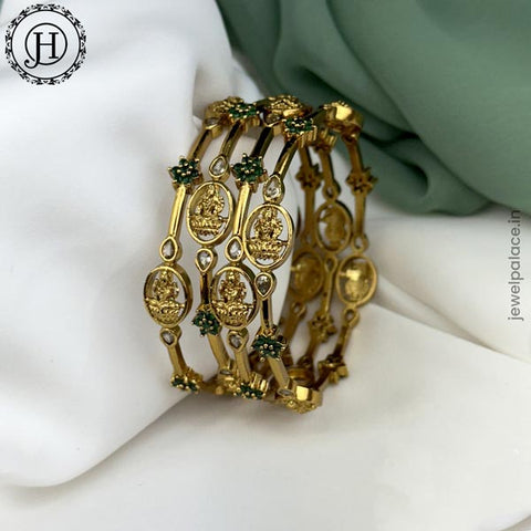 Exclusive Gold Plated With AD Stones Laxmi Design Bangles JH5590