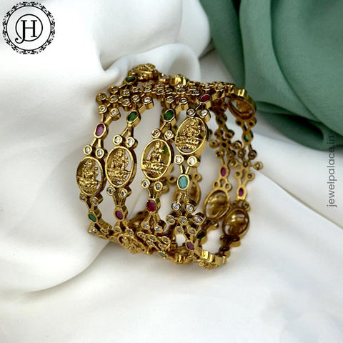 Exclusive Gold Plated With AD Stones Laxmi Design Bangles JH5592
