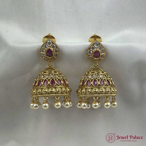 Elegant Gold Plated With AD Stone Premium Quality Earrings Jhumkas JH5602