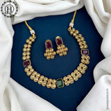 Elegant Gold Finish kemps Stone Temple Necklace JH5617