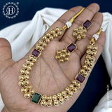 Elegant Gold Finish kemps Stone Temple Necklace JH5617