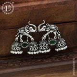 German Silver Plated Beaded Oxidized Earrings JH5659