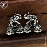 German Silver Plated Beaded Oxidized Earrings JH5659