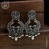 German Silver Plated Beaded Oxidized Earrings JH5660
