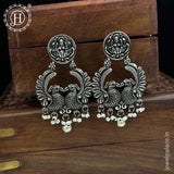 German Silver Plated Beaded Oxidized Earrings JH5660