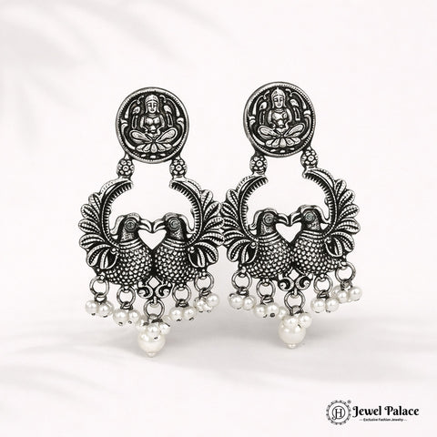 German Silver Plated Beaded Oxidized Earrings JH5660