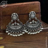 German Silver Plated Beaded Oxidized Earrings JH5661