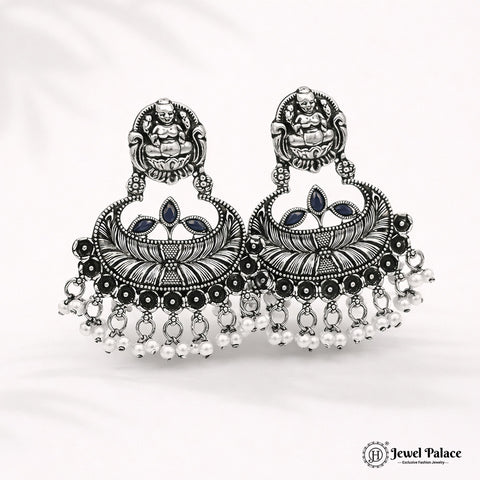 German Silver Plated Beaded Oxidized Earrings JH5661