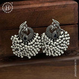 German Silver Plated Beaded Oxidized Earrings JH5662