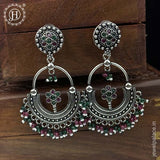 German Silver Plated Beaded Oxidized Earrings JH5664