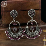 German Silver Plated Beaded Oxidized Earrings JH5664