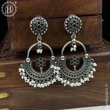 German Silver Plated Beaded Oxidized Earrings JH5664