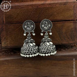 German Silver Plated Beaded Oxidized Earrings JH5665