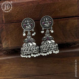 German Silver Plated Beaded Oxidized Earrings JH5665