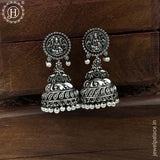 German Silver Plated Beaded Oxidized Earrings JH5665