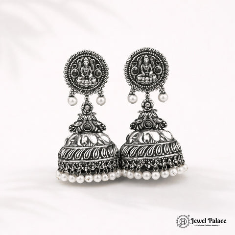 German Silver Plated Beaded Oxidized Earrings JH5665