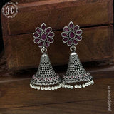 German Silver Plated Beaded Oxidized Earrings JH5666