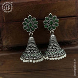 German Silver Plated Beaded Oxidized Earrings JH5666