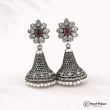 German Silver Plated Beaded Oxidized Earrings JH5666