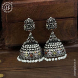 German Silver Plated Beaded Oxidized Earrings JH5668
