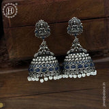 German Silver Plated Beaded Oxidized Earrings JH5668
