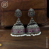 German Silver Plated Beaded Oxidized Earrings JH5668